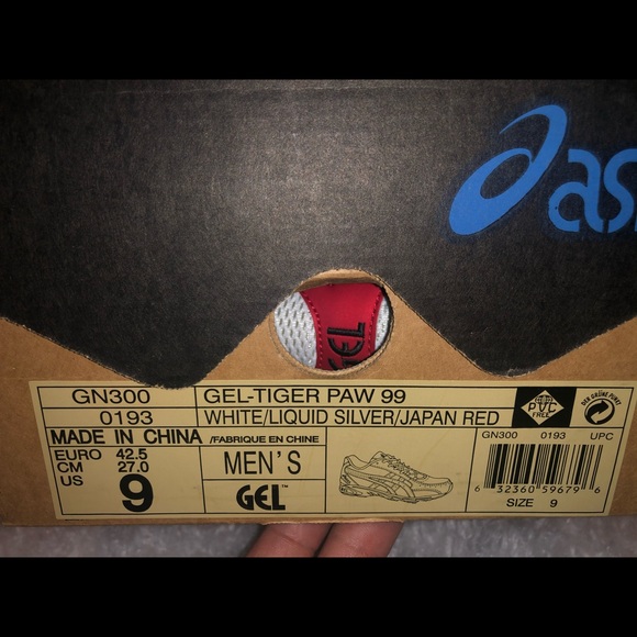 Asics Gel Tiger Paw 99 White Silver Japan Red - Picture 6 of 6